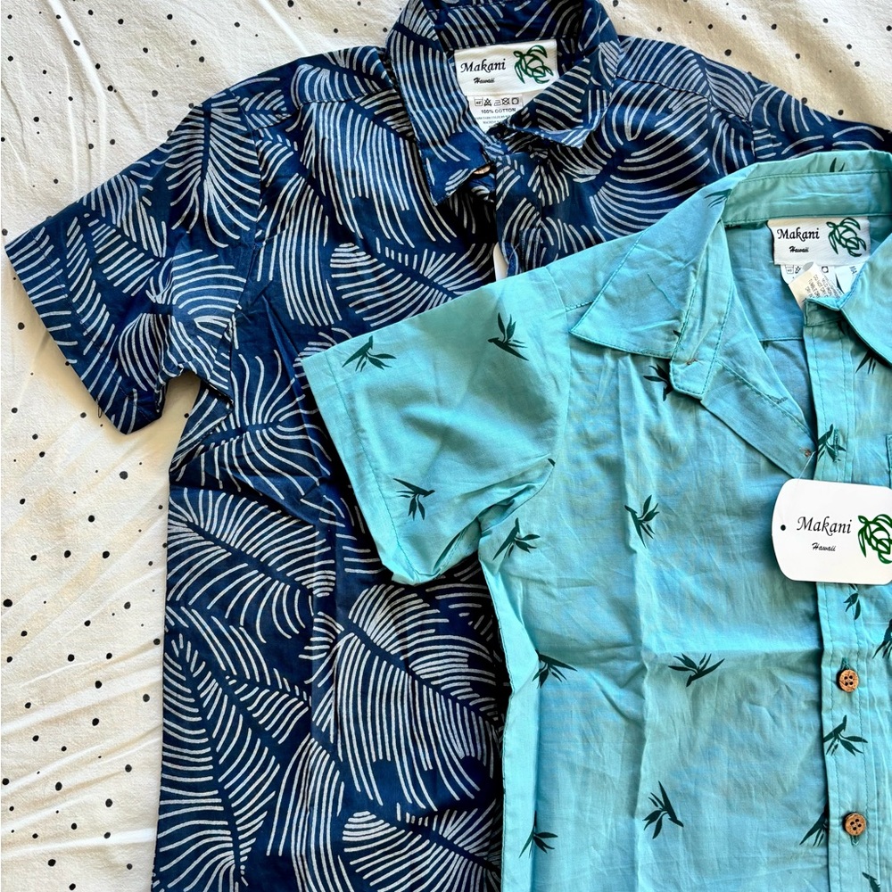 Boys Blue and Teal Short Sleeve Shirts